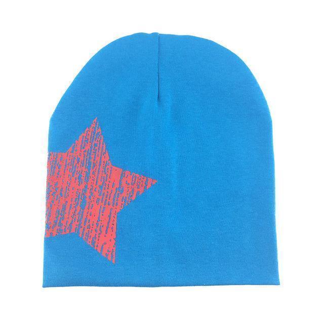 Cute Stars Printing Cap Kids Soft Cotton Baby Beanie Girl Boy Hat gorros bonnet enfant 1-4 year old children hats baby caps-light blue-JadeMoghul Inc.