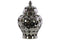 Cutout Quatrefoil Pattern Ceramic Urn Vase With Tapered Bottom, Large, Silver-Vases-Silver-Ceramic-JadeMoghul Inc.