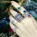 CWWZircons Stack Skinny Micro Pave CZ Fashion Women Engagement Wedding Bridal Party Cubic Zirconia Rings Sets Jewelry Gift R127 AExp