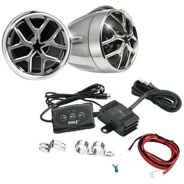 Cycle Series 1,400-Watt Mounted Motorcycle/ATV/Snowmobile Amp & Weatherproof Dual-Handlebar Speakers with Bluetooth(R)-Motorcycle & ATV Audio Package-JadeMoghul Inc.