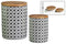 Cylindrical Ceramic Canister With Bamboo Lid, Set of 2, White-CANISTER SETS-White-Ceramic-JadeMoghul Inc.