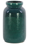 Cylindrical Ceramic Vase With Perforated Pattern, Large, Turquoise Blue-Vases-Blue-Ceramic-JadeMoghul Inc.