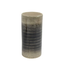 Cylindrical Shape Ceramic Vase with Horizontal Line Texture, Gray and Beige-Vases-Gray and Beige-Ceramic-JadeMoghul Inc.