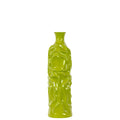 Cylindrical Shape Ceramic Vase With Wrinkled Sides, Medium, Green-Vases-Green-Ceramic-Gloss Finish-JadeMoghul Inc.