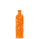 Cylindrical Shape Ceramic Vase With Wrinkled Sides, Medium, Orange-Vases-Orange-Ceramic-Gloss Finish-JadeMoghul Inc.