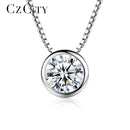 CZCITY Brand Charm 1 Carat Zircon Stone Pendant 925 Silver Box Chain Necklace for Women Simple Classic Silver Jewelry Gift-White-40cm-JadeMoghul Inc.
