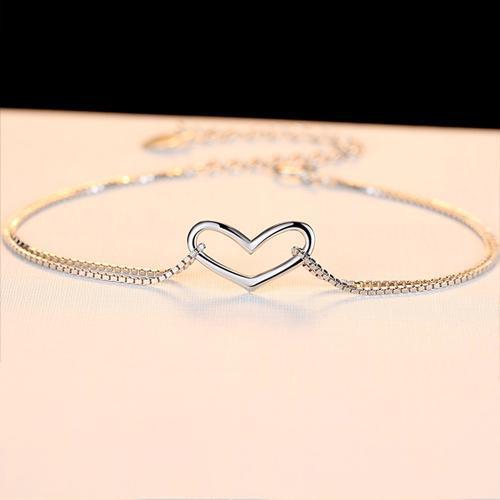 CZCITY Brand Love Charm Bracelet Simple Style Delicate Sterling Silver 925 Women Heart Chain Bracelet for Women Fine Jewelry--JadeMoghul Inc.