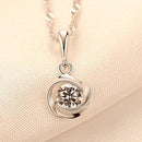 CZCITY Chain Pendant Necklace Classic Rose Flower Cubic Zirconia 925 Sterling Silver Necklaces for Women Fine Jewelry Gift--JadeMoghul Inc.