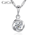 CZCITY Chain Pendant Necklace Classic Rose Flower Cubic Zirconia 925 Sterling Silver Necklaces for Women Fine Jewelry Gift--JadeMoghul Inc.