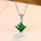 CZCITY Charm Chain Necklace Emerald Green Cubic Zirconia Popular Jewelry 925 Sterling Silver Pendant Necklace for Women Gift--JadeMoghul Inc.