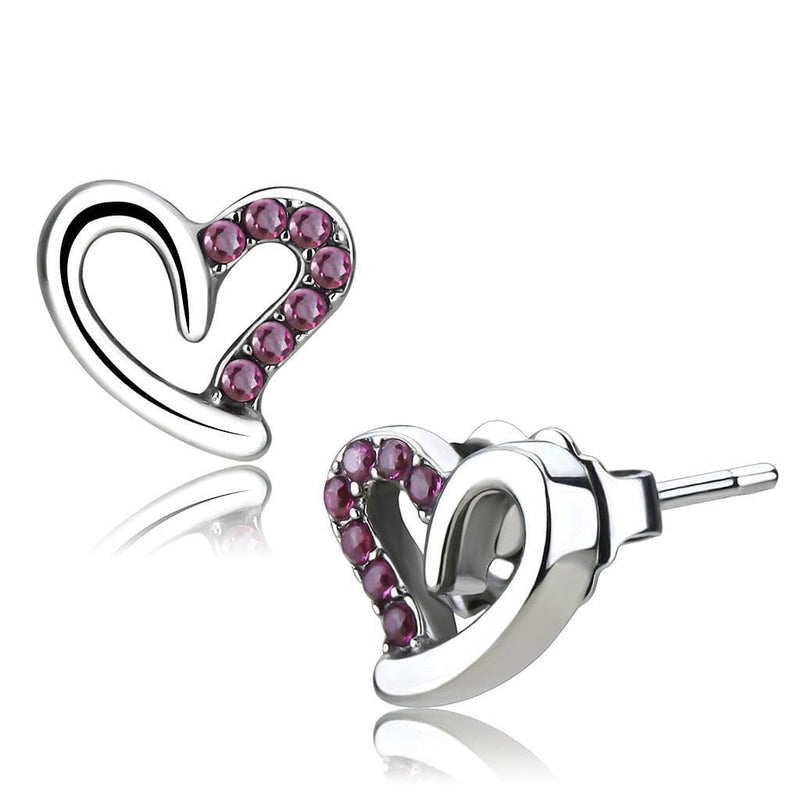 Cute Earrings DA082 Stainless Steel Earrings with AAA Grade CZ in Ruby