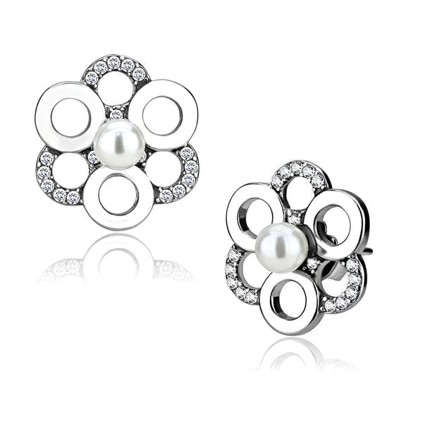 BridalEarrings DA214 Stainless Steel Earrings with Synthetic in White