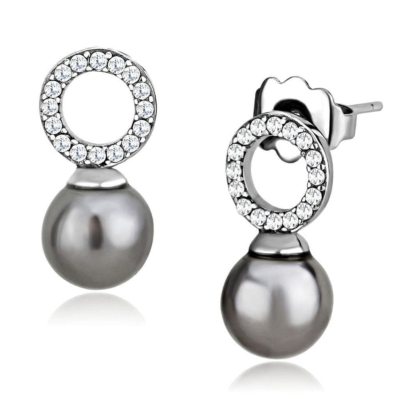 BridalEarrings DA221 Stainless Steel Earrings with Synthetic in Gray