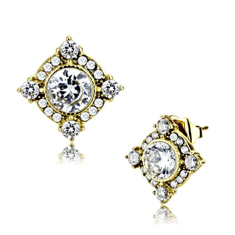 Gold Earrings For Girls DA293 Gold - Stainless Steel Earrings with CZ