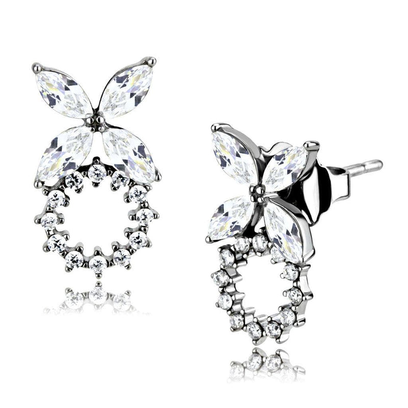 BridalEarrings DA296 Stainless Steel Earrings with AAA Grade CZ