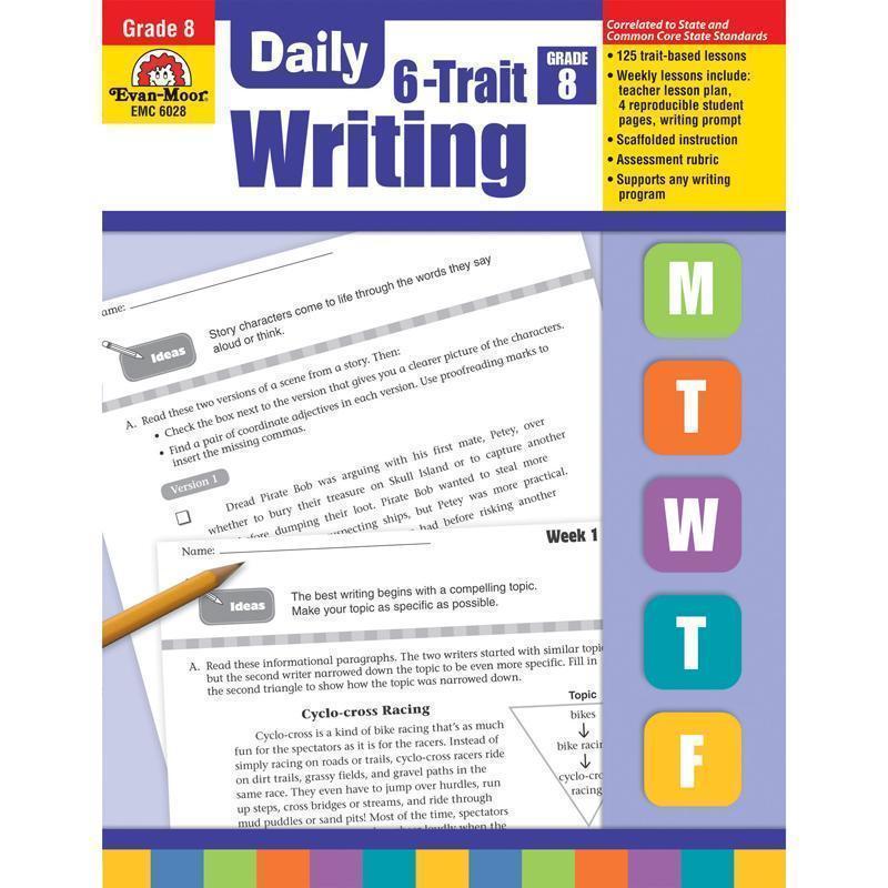 DAILY 6 TRAIT WRITING GR 8-Learning Materials-JadeMoghul Inc.