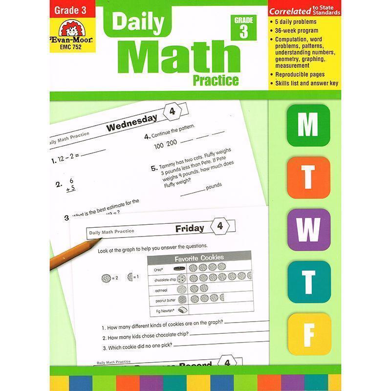DAILY MATH PRACTICE GR 3-Learning Materials-JadeMoghul Inc.