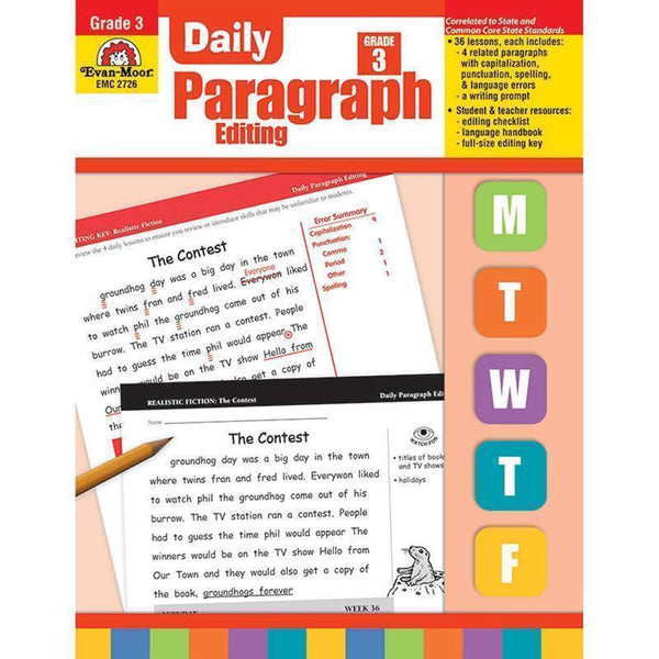 DAILY PARAGRAPH EDITING GR 3-Learning Materials-JadeMoghul Inc.