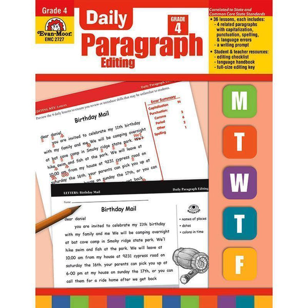 DAILY PARAGRAPH EDITING GR 4-Learning Materials-JadeMoghul Inc.