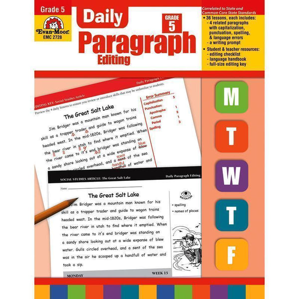 DAILY PARAGRAPH EDITING GR 5-Learning Materials-JadeMoghul Inc.