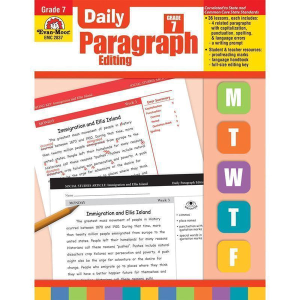 DAILY PARAGRAPH EDITING GR 7-Learning Materials-JadeMoghul Inc.