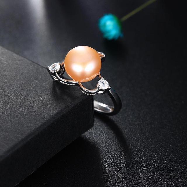 Dainashi 2017 Hot Selling 925 Sterling Silver Ring For Women love Ring 9-10 mm Genuine Freshwater Pearl Jewelry High Quality-Resizable-pink-JadeMoghul Inc.