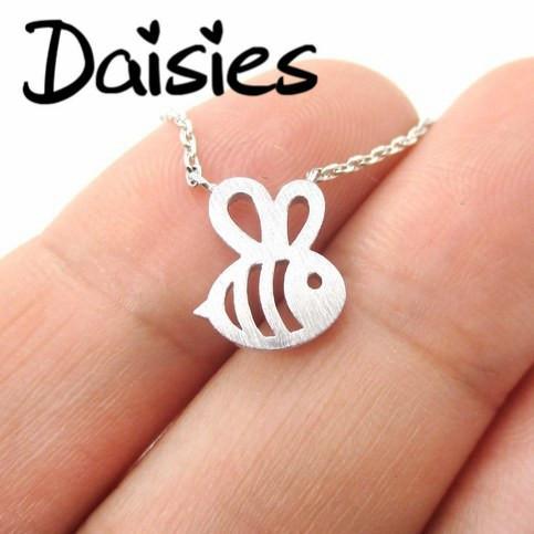 Daisies 1pc Fomous Jewelry Bumble Bee Necklace Shaped Cute Insect Charm Pendant Long Necklace for women girls-Gold-color-JadeMoghul Inc.