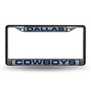 Cadillac License Plate Frame Dallas Cowboys Black Laser Chrome Frame