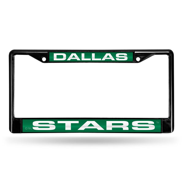 Mercedes License Plate Frame Dallas Stars Black Laser Chrome Frame