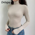 Darlingaga Casual Solid Skinny Turtleneck Long Sleeve Bodysuit Warm Basic Woman Body Fall Winter High Neck Sheer Bodysuits Slim JadeMoghul Inc. 