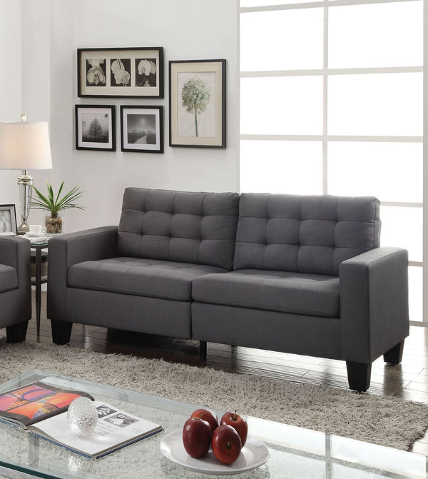 Dashing Sofa In Gray Linen Fabric-Sofas-Gray-Upholstery-JadeMoghul Inc.