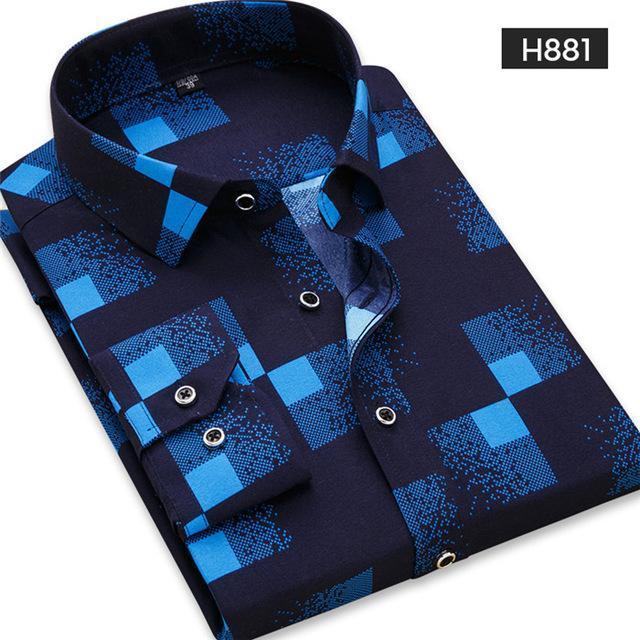 DAVYDAISY Men's Casual Shirt Autumn Full Sleeve Solid Print High Quality Social Dress Shirt Men Brand Clothing Camisa DS-110-H820-Asian S Lable 38-JadeMoghul Inc.