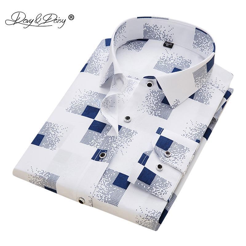 DAVYDAISY Men's Casual Shirt Autumn Full Sleeve Solid Print High Quality Social Dress Shirt Men Brand Clothing Camisa DS-110-H820-Asian S Lable 38-JadeMoghul Inc.