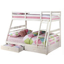 Twin Over Full Wooden Bunk Bed with Storage, White