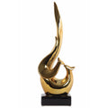 Dazzling Fire Abstract Sculpture on Rectangle Base- Gold- Benzara-Sculptures-Gold-JadeMoghul Inc.