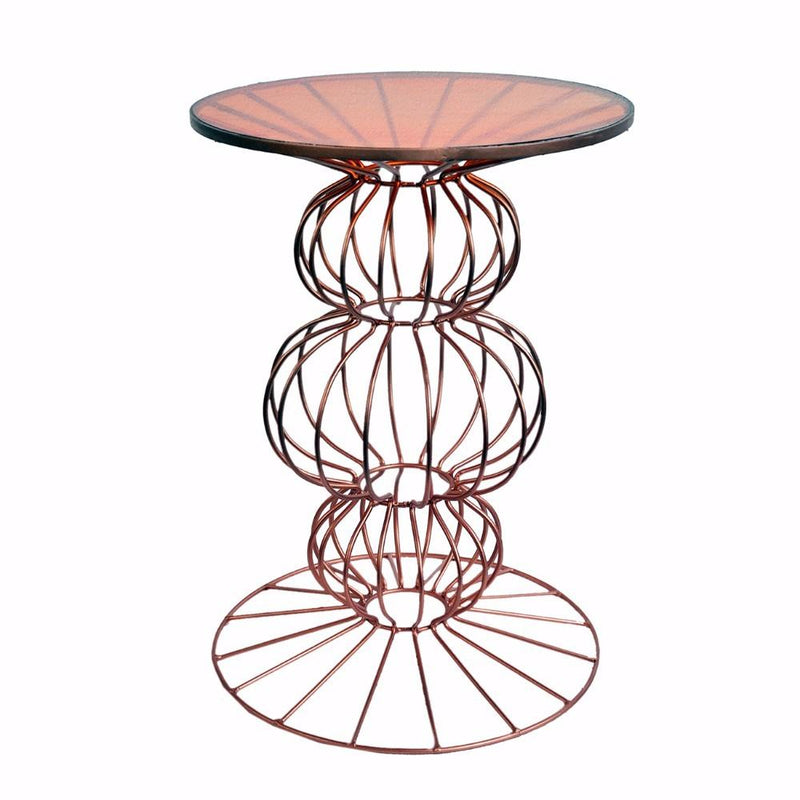 Dazzling Orianne Side Table With Spherical Base-Side Tables and End Tables-Bronze-METAL GLASS-JadeMoghul Inc.