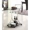 Dazzling Serving Cart With 2 Black Glass Shelves, Silver-Bar Carts-Black and Silver-Glass And Metal-JadeMoghul Inc.
