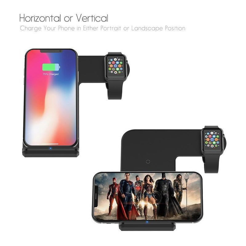 DCAE 2 in 1 Fast Charging Wireless Charger for Apple watch 2 3 Qi Wireless charger For iPhone X 8 Plus For Samsung S9 S8 note 8-ES-JadeMoghul Inc.