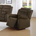 Debonairly Trimmed Glider Recliner Chair, Chocolate Brown-Recliner Chairs-Brown-JadeMoghul Inc.