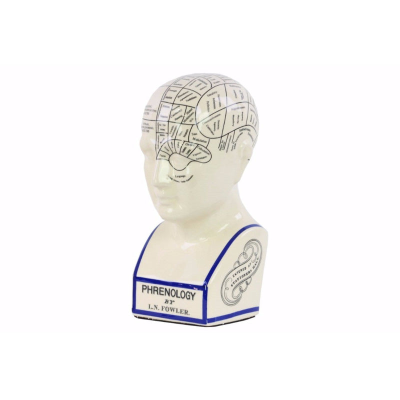 Decorative Accessories Phrenology Ceramic Bust with Printed Labels- Large- White- Benzara Benzara