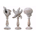 Decorative Accessories Polyresin Aquatic Figurines on Stand Assortment of 3 - Brown - Benzara Benzara