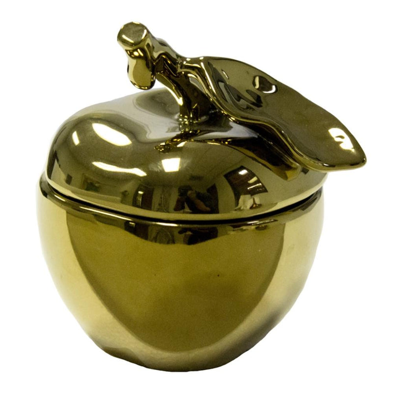 decorative Ceramic Apple Box, Gold-Decorative Boxes-GOLD-Ceramic-JadeMoghul Inc.