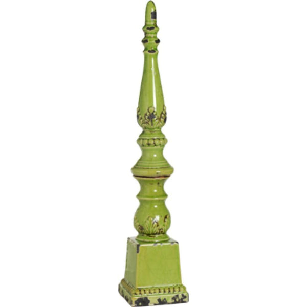 decorative Ceramic Spire, Large, Green-Decorative Objects and Figurines-Green-CERAMIC-JadeMoghul Inc.