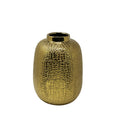 Decorative Ceramic Table Vase with Alligator Skin Like Texture, Medium, Gold-Vases-Gold-Ceramic-JadeMoghul Inc.