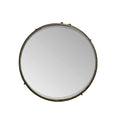 decorative Iron Framed Round Mirror, Bronze-Wall Mirrors-Bronze-METAL-JadeMoghul Inc.