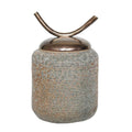 Decorative Jars and Urns Porcelain Covered Jar With Ox Horn Lid decor, Bronze And Gray Benzara