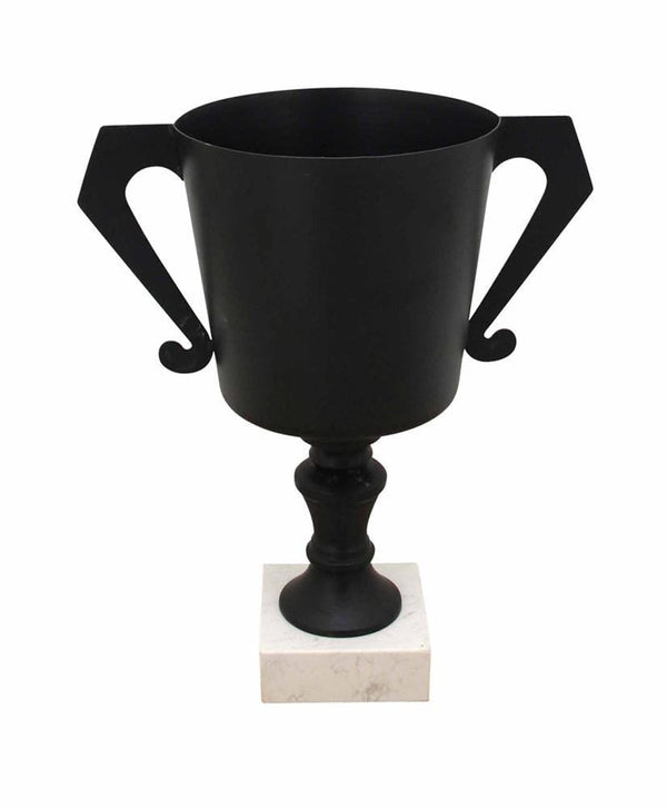 Traditionally Designed Metal Footed Urn, Black