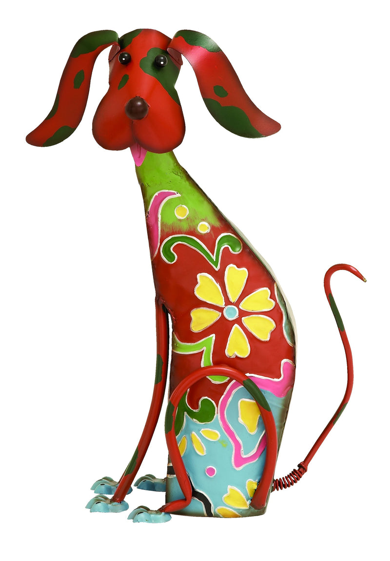 Decorative Metal Dog Sculpture/Statue, Multicolor-Garden Statues and Yard Art-Multicolor-Iron-Textured-JadeMoghul Inc.