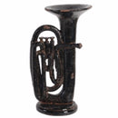Old-Style Ceramic Trombone decor, Black-Decorative Objects and Figurines-Black-ceramic-JadeMoghul Inc.