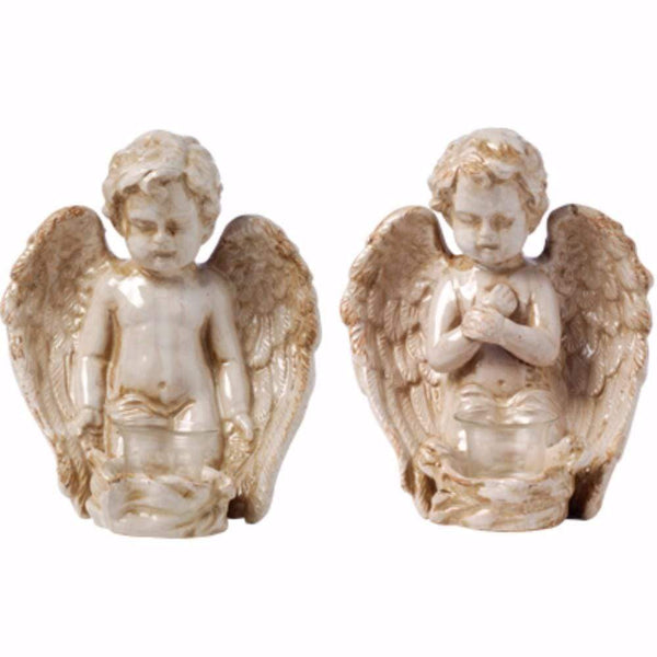 Decorative Objects and Figurines Peacefully Praiseworthy Set Of 2 Angels Benzara